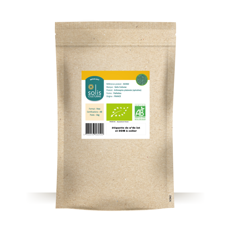 Aperçu packaging paillettes de Spiruline Solis 1kg en vrac