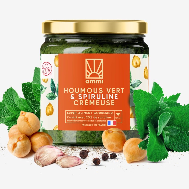 Houmous vert et 20% spiruline Solis crémeuse